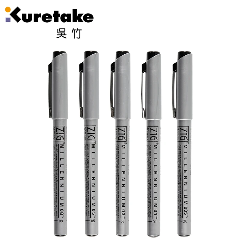 

Japan Kuretake Silver Fine Line Pen Comic Black MS Waterproof Fine Line Pen Kawaii Stationary 1PCS