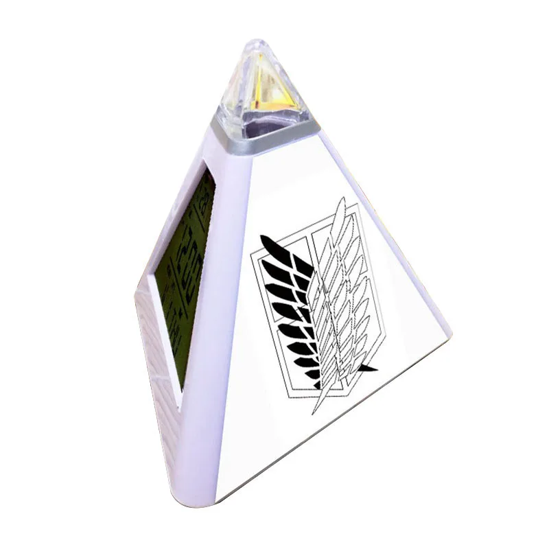 Светодиодный цифровой будильник Attack on Titan pyramid светодиодные часы Triangulo спальня Wake Up часы светящиеся наручные часы, Рождественский подарок игрушки