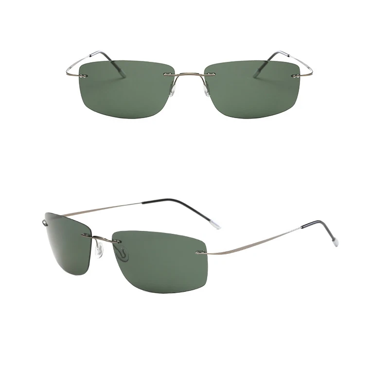 Frameless Pure Titanium Ultra Light Anti Fatigue Driving Mirror Polarized Sunglasses Sunshade 3