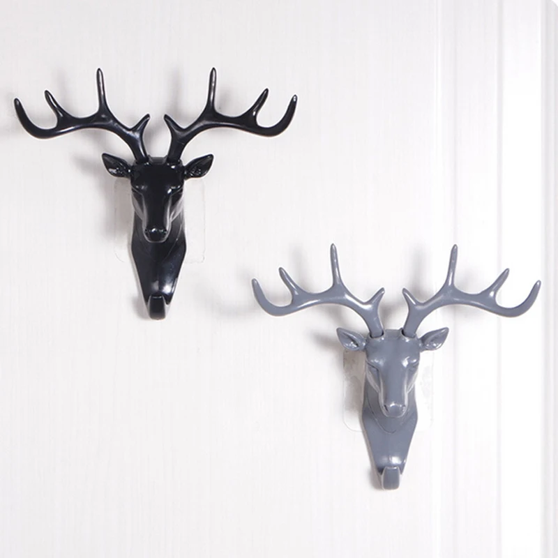 

Deer Head Clothing Display Racks Self Adhesive Hook Hanger Room Decor Bag Keys Sticky Holder B