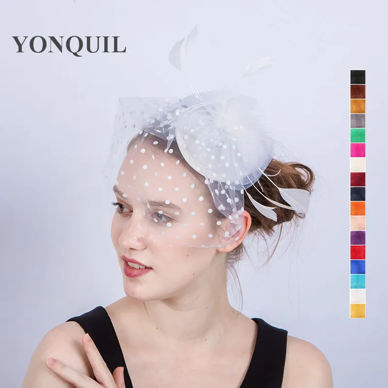 

Вуалетка из кринолиновой сетки, элегантная белая шляпа для свадьбы, вечеринки, скачек, аксессуары для волос в стиле Дерби, Аскот, для церкви, коктейлей, мероприятий