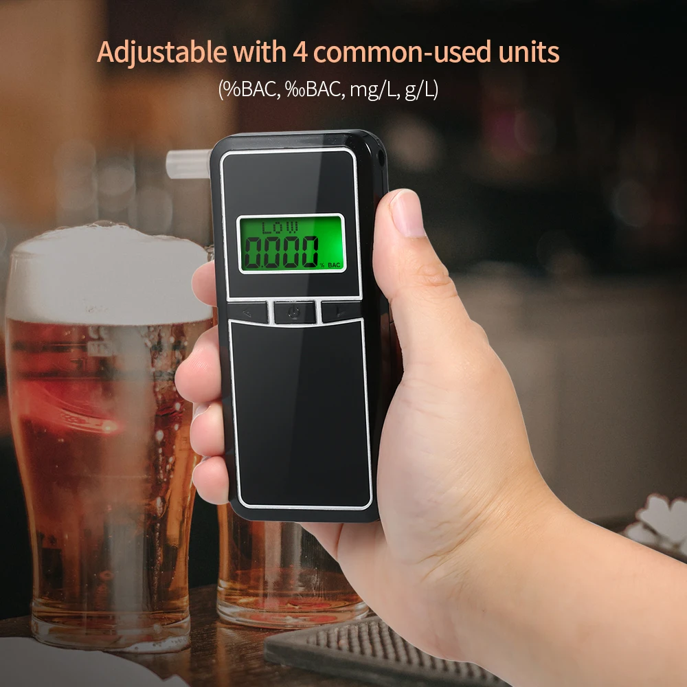 

AT8000 Digital Alcoholometer Alcohol Tester Professional Portable Breathalyzer Alcohol Detection Device With 5pcs Mouthpieces