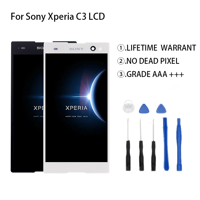 Для SONY Xperia C3 ЖК дисплей дигитайзер Сенсорная стеклянная панель в сборе для D2533 D2502