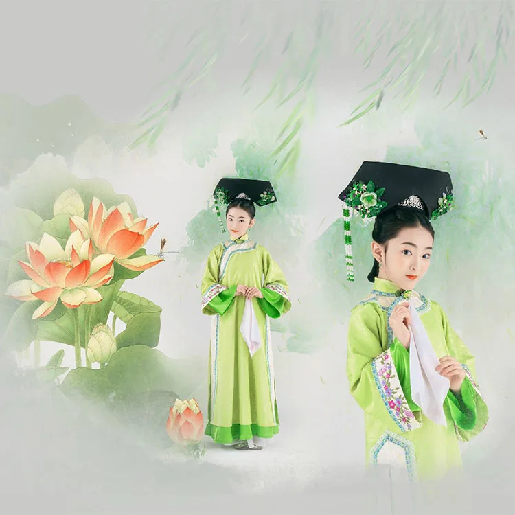 Yu He Green Qing Dynasty Princess фотография костюм сценический Hanfu для фото дома зеленый Hanfu