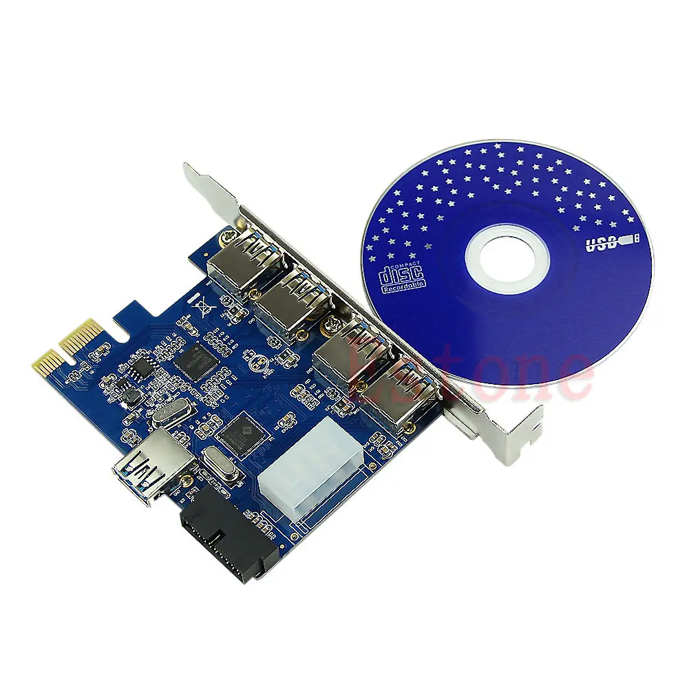 

5 Ports PCI-E PCI Express Card to USB 3.0+19 Pin Connector 4 Pin Adapter For Win