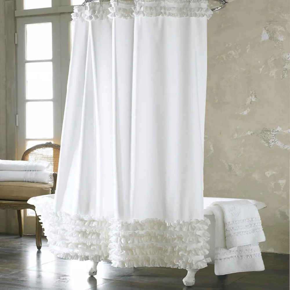 nuovo pizzo bianco tenda bagno moda tenda della doccia impermeabile rideau de douche olifanten decoratie rideaux