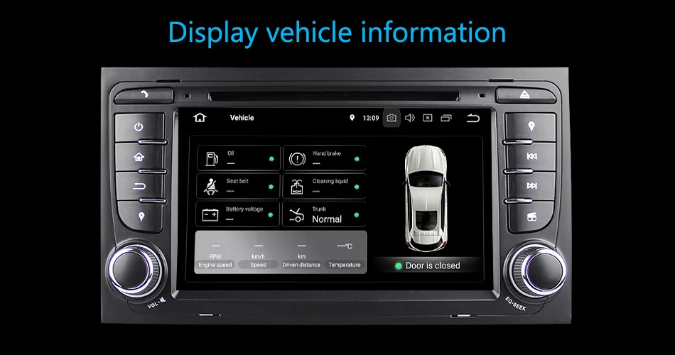Eunavi Octa 8 Core 2 din 4 ГБ, 64 ГБ, Android 9,0 Автомобильный DVD плеер для автомобиля Audi A4 S4 2003-2013 мультимедиа Авто плеер Видео головное устройство