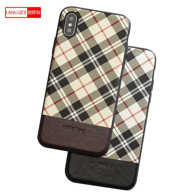 

LANGSIDI Simple plaid 360 all-inclusive For iPhone X xs xsmax 7 8 6 Plus 5S SE Splicing design Wear and durable protective cover