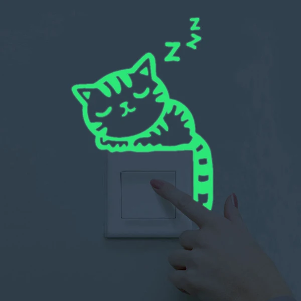 Мультяшная светящаяся наклейка светится в темноте наклейка на стену s домашний декор Детская комната декоративная наклейка на стену кошка фея Луна Звезда - Цвет: 08