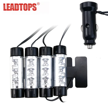 

4x 3 LEDs 12V Pathway Lighting Glow Light Interior Decorative Light 4in1 Blue Decoration Light On The Car Inside Foot Lamp AB