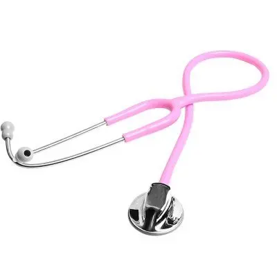 Медицинский стетоскоп с плоской серебряной спинкой, наушники для прослушивания, специализированный кардиопульмонарный инструмент для ухода за дыханием и шумом для взрослых - Цвет: Pink