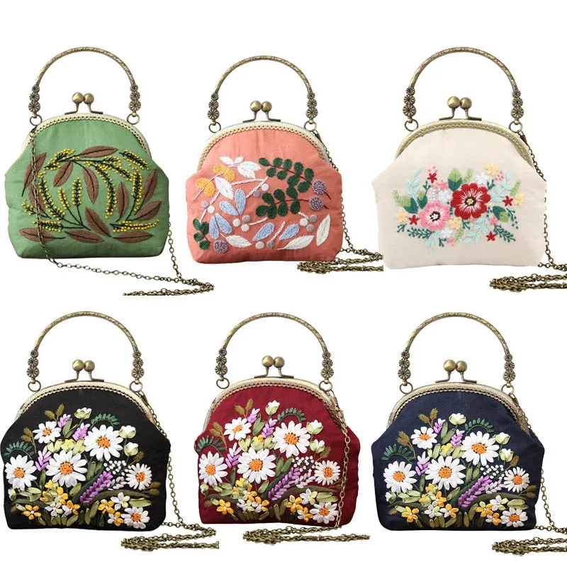DIY Embroidery Flower Bag Handbag Needlework Cross Stitch Kit Handmade Kissing Portable Chain Bag Sewing Art Craft Creative Gift|Embroidery| - AliExpress