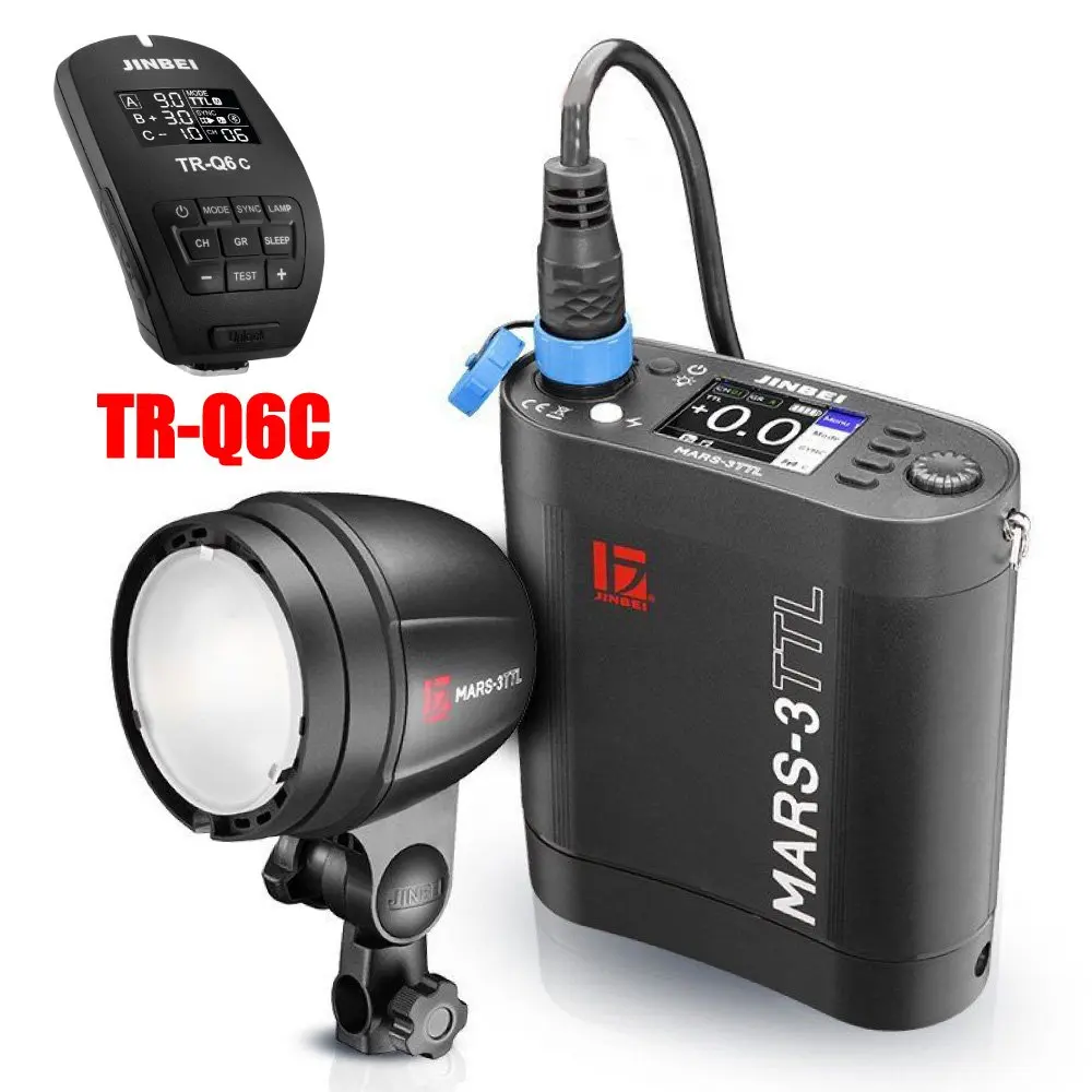 

Jinbei MARS-3 300W TTL Portable Strobe Flash Speedlite with Battery Pack + TR-Q6C Flash Trigger Transmitter for Canon