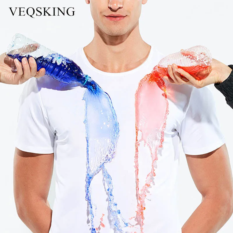 

Hydrophobic Waterproof Men T Shirt Creative Hydrophobic Stainproof Breathable Antifouling Quick Dry Top Short Sleeve T Shirt Men