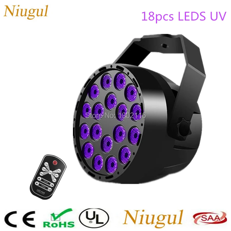 

UV 18 LED Stage Lights With Wireless Control, DMX512 Violet LED Projection Stage Lighting Home Party Club Disco UV Par Light