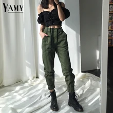 Pantalones de cintura alta camuflaje sueltos joggers mujeres ejército harem camo pantalones streetwear punk negro cargo Pantalones mujer capris Pantalones