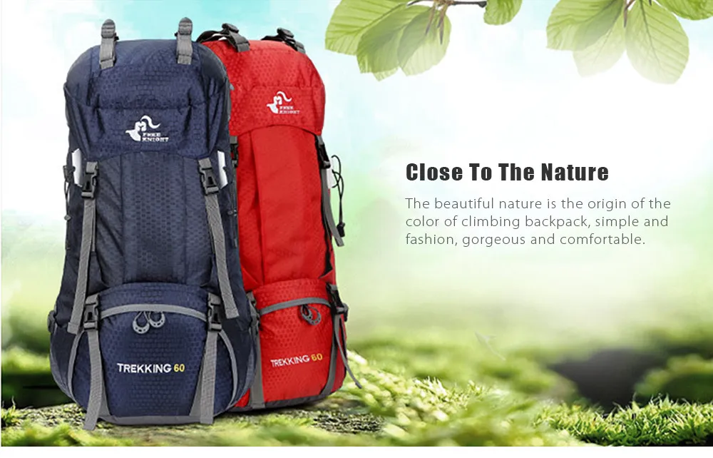 FREEKNIGHT FK0395 60L Water Resistant Climbing Hiking Backpack with Rain Cover
