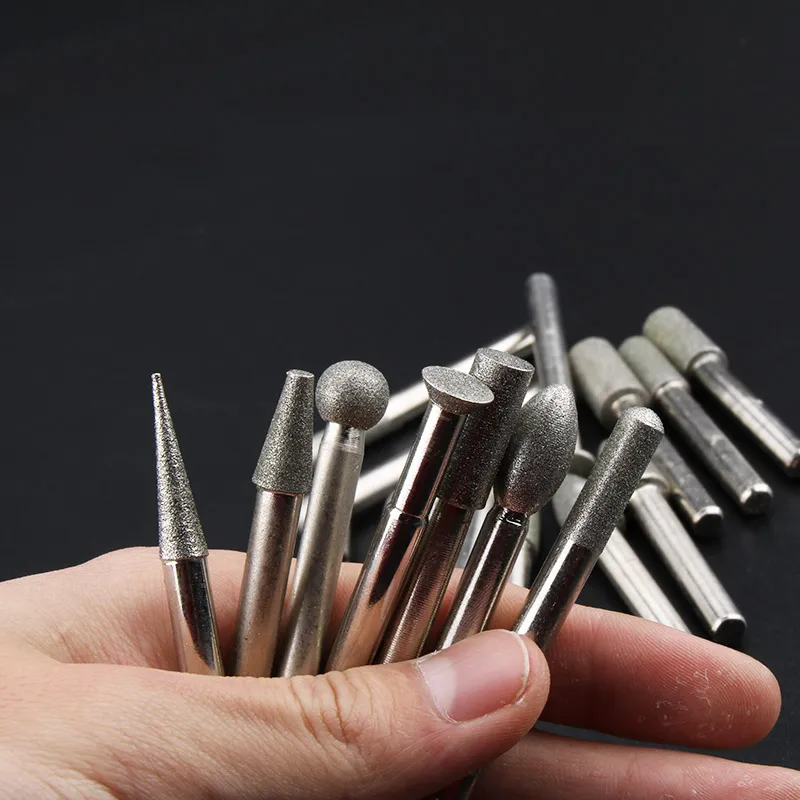 30PCS 3.0mm Mini Drill Bits Diamond Burs Grinding Wheel Abrasive Shank Wood Stone Engraving for Dremel Power Tools Accessories