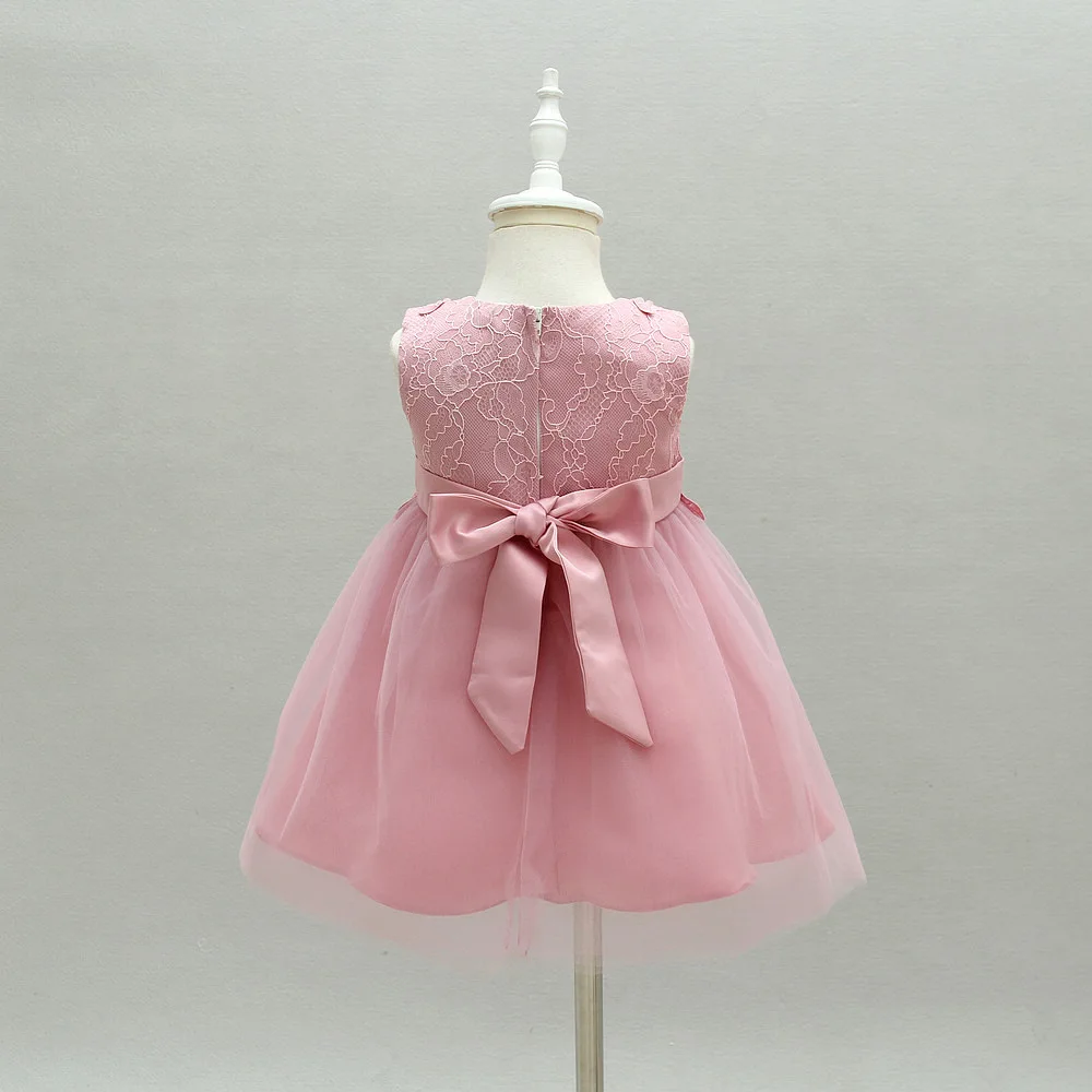 Розовый Крещение платья для кружевное платье для маленьких девочек Детские платья для маленьких девочек Рождественские новорожденных Крещение платье