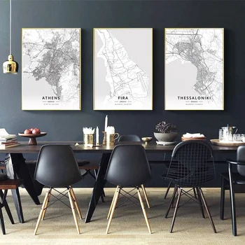 

Athens Thessaloniki Greece City Map Canvas Art Print Wall Pictures for Living Room No Frame