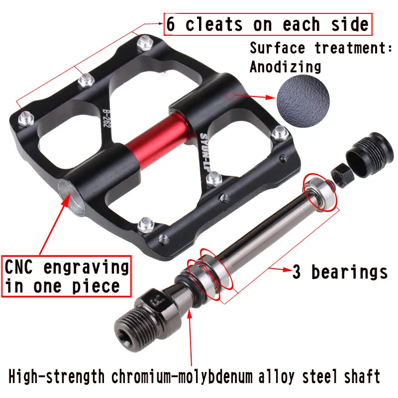 Велосипедные педали 3 подшипника противоскользящие сверхлегкие с ЧПУ MTB педали для горного велосипеда герметичные подшипники педали Аксессуары для велосипеда