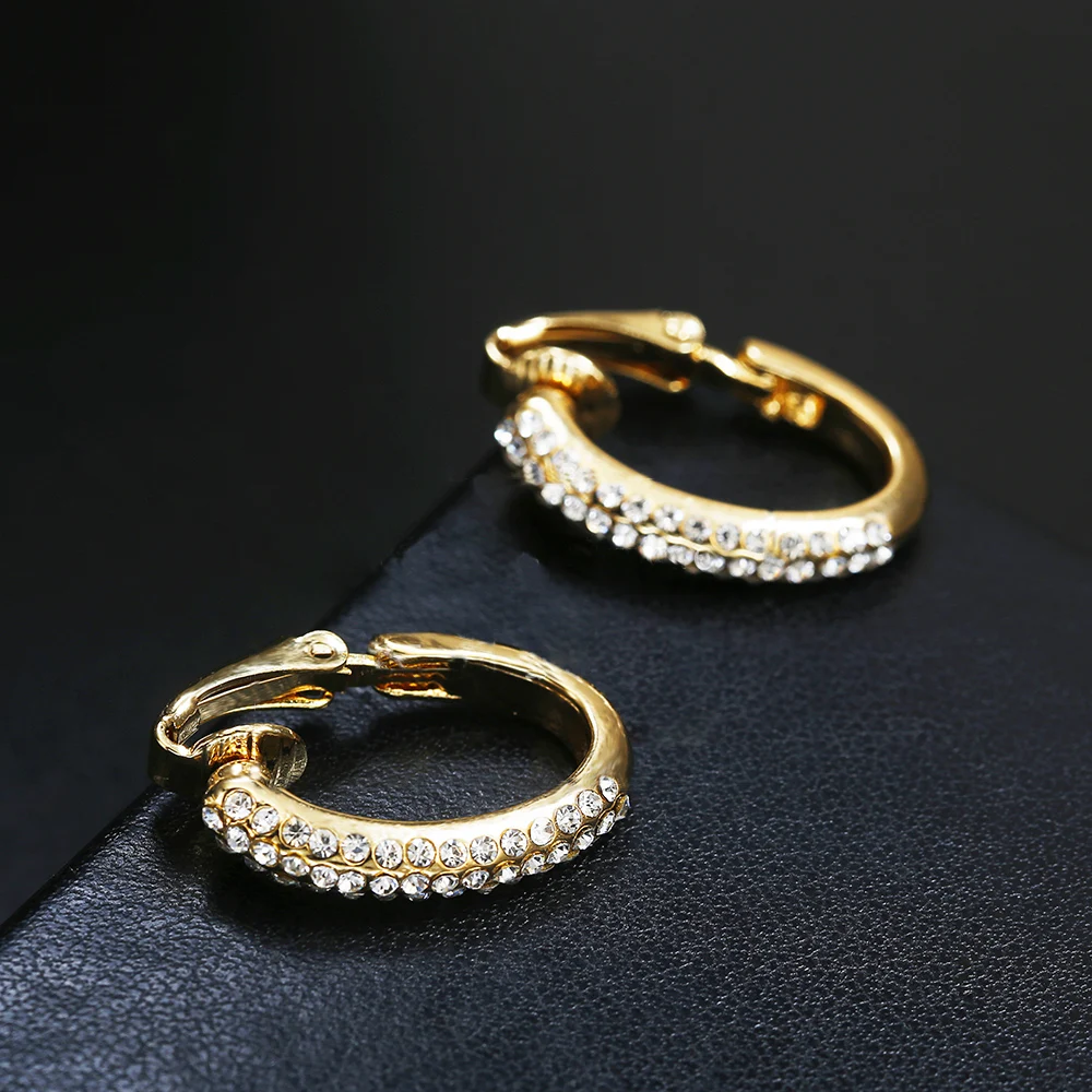 Creative Crystal Clip on Earrings Without Piercing Gold Ear Clip Wedding Party Earrings for Women ear clip earrings clip earrings ear clip ear accessories