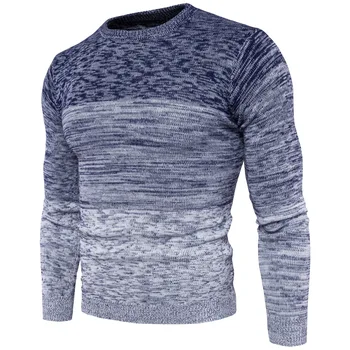 

Sweater Pullover Men 2018 Male Brand Casual Slim Sweaters Men High Quality Gradient Color Hedging O-Neck Men'S Sweater
