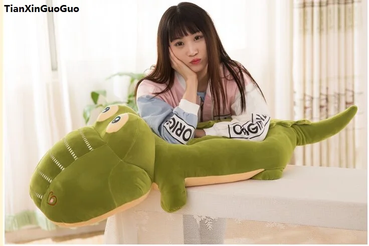 stuffed plush toy large 110cm cartoon crocodile plush toy green crocodile cotton soft doll sleeping pillow birthday gift s1000