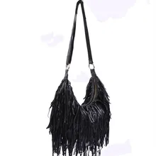 2016 Mode 100% Véritable En Cuir Gland Sacs De Mode Femmes D’épaule Sac Frange multicolore Patchwork Sacs À Main casual sacs de plage
