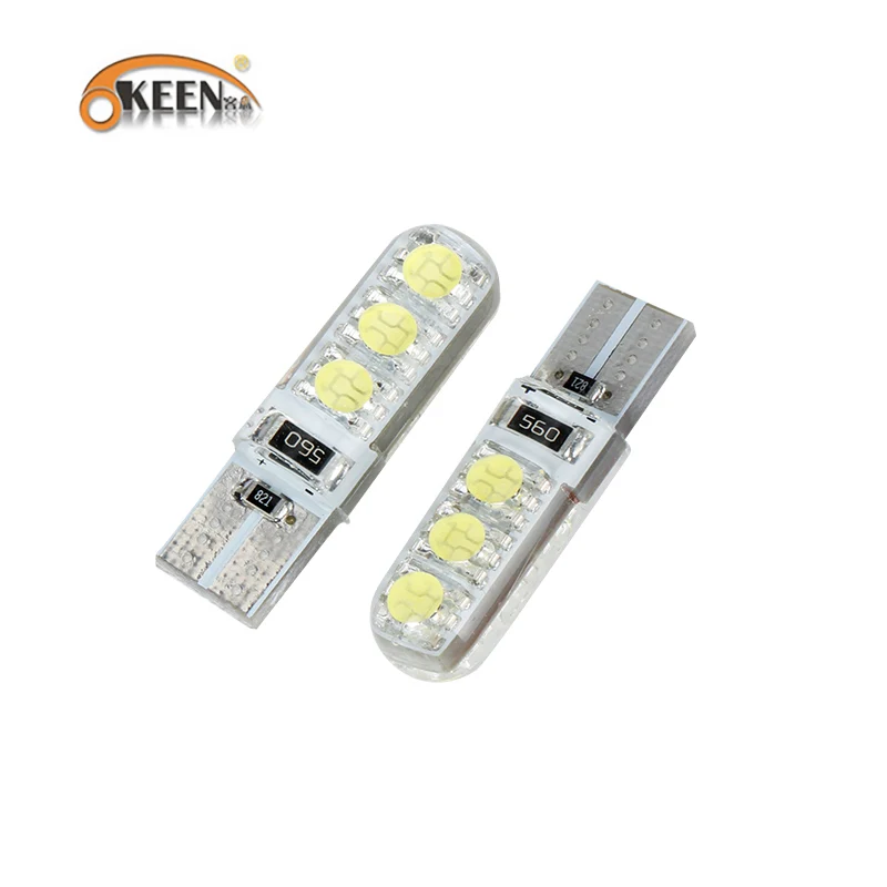 

OKEEN 1pcs wholesale w5w t10 cob led bulbs 5050 led 6smd Silicone case 12V led clearance light Side Wedge for all Car styling