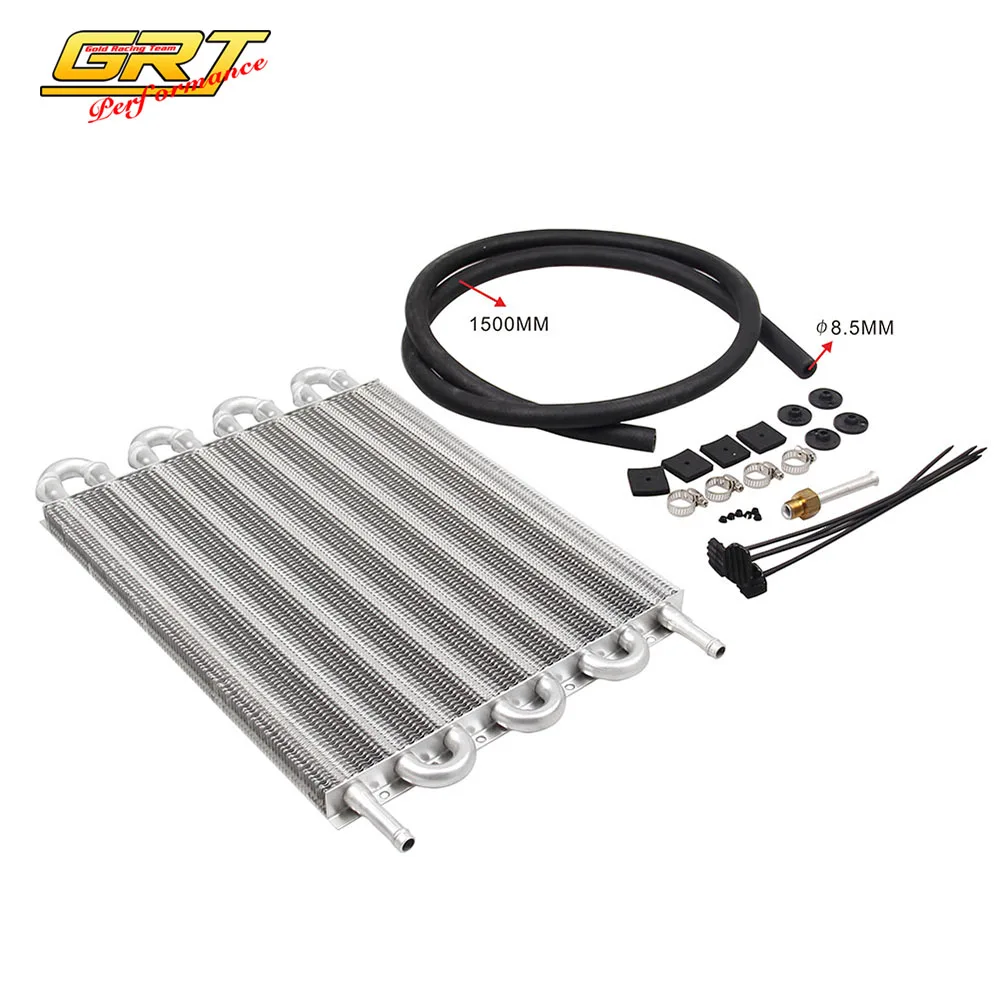 Oil Cooler / Auto Manual Radiator Converter Kit 8 Row sliver Aluminum