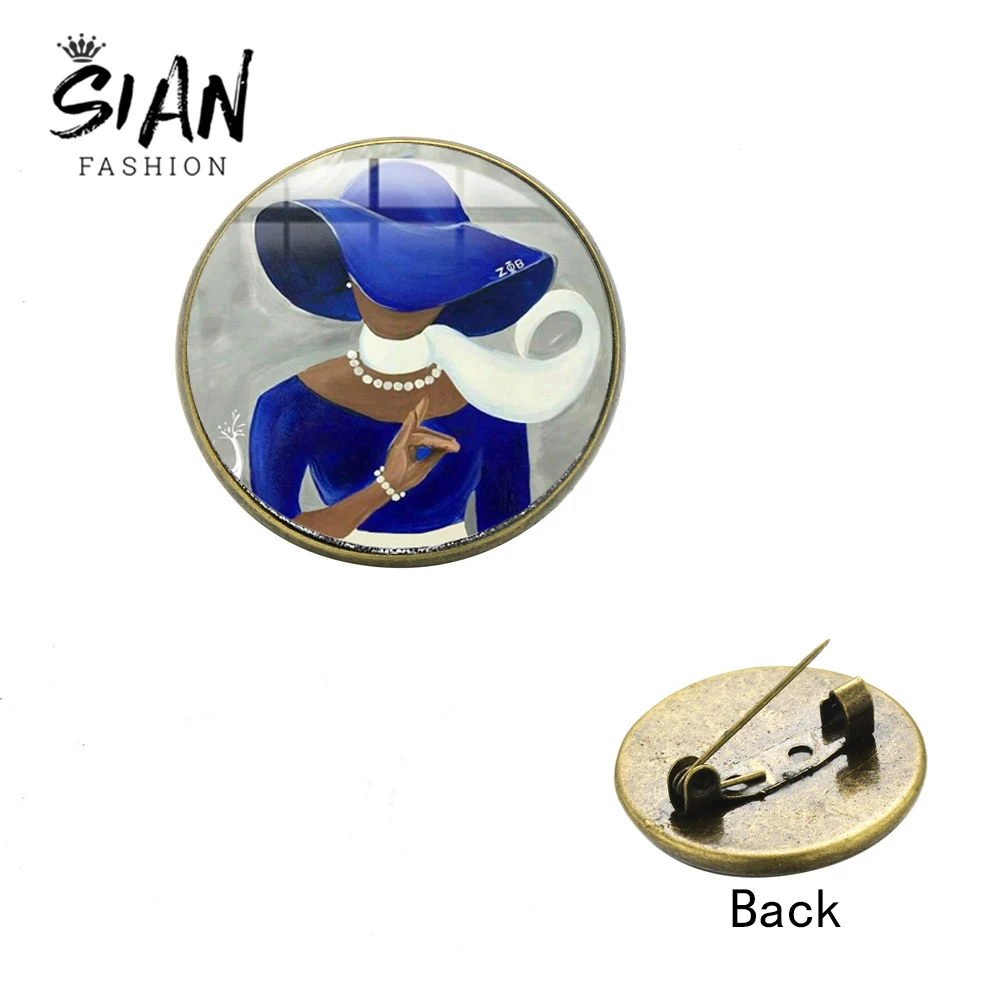 

SIAN Zeta Phi Beta Sorority Since 1920 Brooches Scarf Pins Button Greek ZPB Symbol Glass Cabochon Lapel Pin Member Souvenir Gift