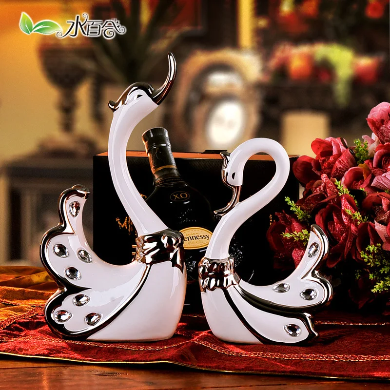 

Wedding gift ceramic lovers swan furnishing modern crafts fashion home decor furnishings furniture gift