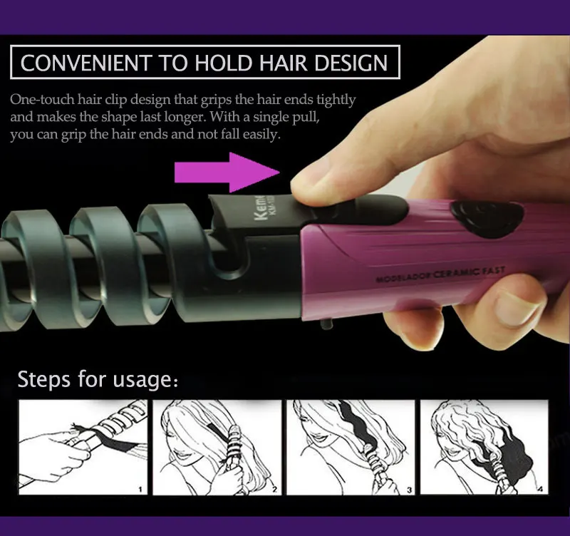Электрические щипцы для завивки волос 110-220 В 45 Вт, профессиональные спиральные щипцы для завивки волос, щипцы для завивки волос, стайлер, инструменты для укладки волос, модель 40D