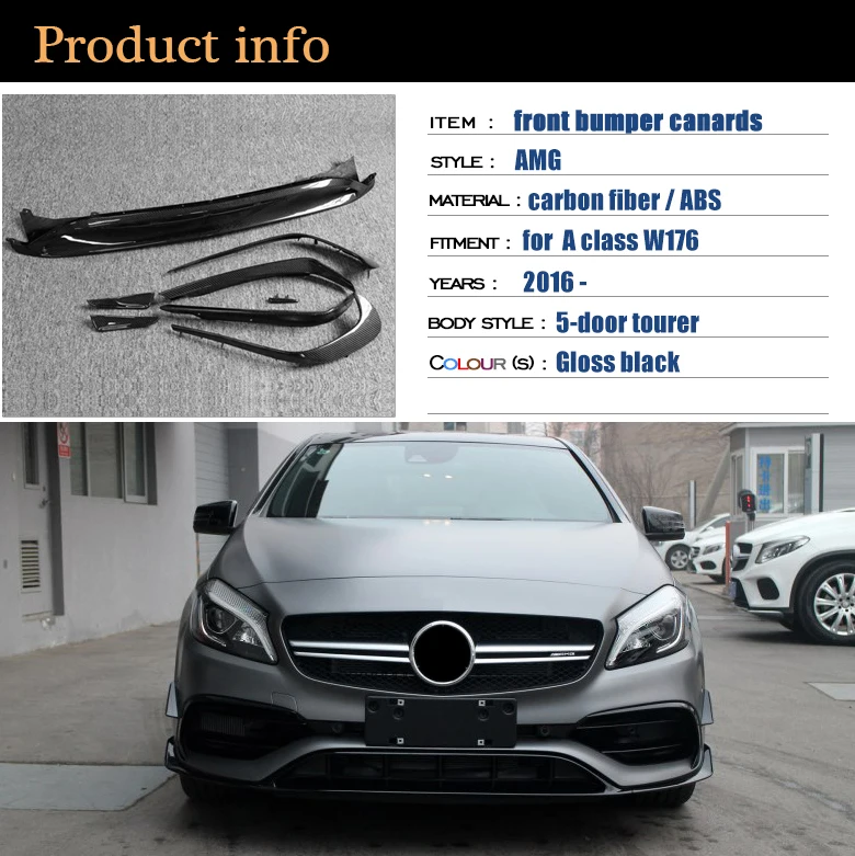 Для Mercedes Benz A Class W176 a180 a200 a250 ABS передний бампер для губ Canards 8 шт./компл. A45 Стиль