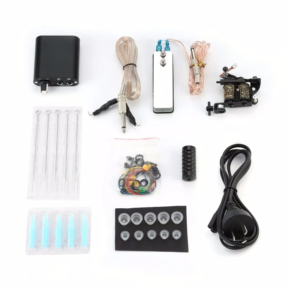 

AU Plug Tattoo Complete Beginner Tattoo Kit Pro Machine Inks Power Supply Needle Grips Tips Tatto Accessories Basic Set