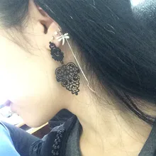 Новые длинные серьги из сплава в богемном стиле разных цветов для женщин и девушек, модные длинные серьги с кружевными цветами(посылка не входит в комплект) e049