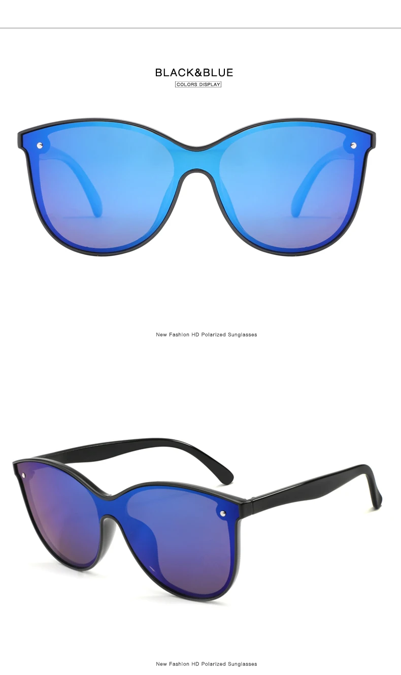 Longkeader женские поляризованные солнцезащитные очки кошачий глаз ночного видения HD зеркальные отражающие мужские солнцезащитные очки для вождения - Цвет линз: Black Blue