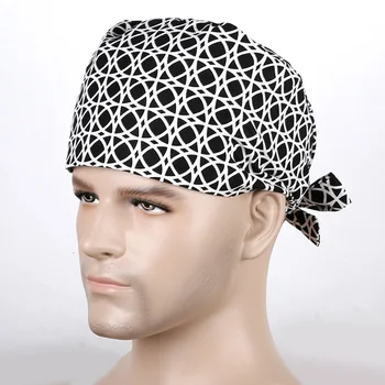 

Men Women Lace Up Cotton Medical Cap Surgical Hat Bouffant Scrub Cap One Size