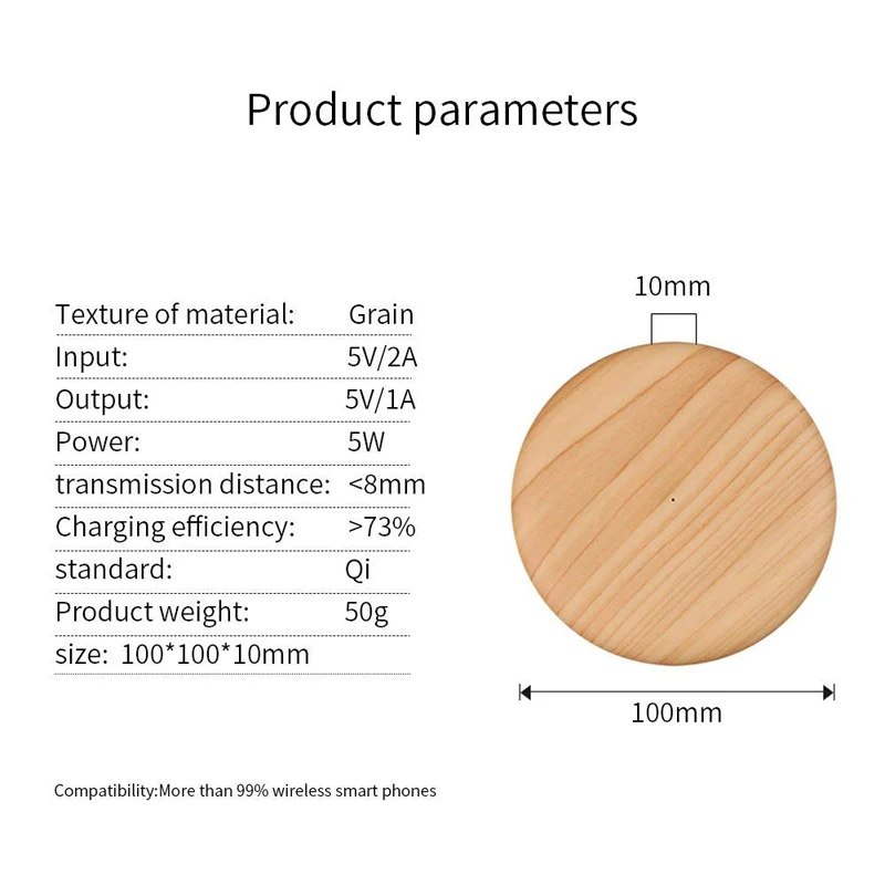Портативное беспроводное зарядное устройство Qi, тонкое деревянное зарядное устройство для Apple iPhone 7 8 Plus X, беспроводное зарядное устройство для смартфонов samsung S7