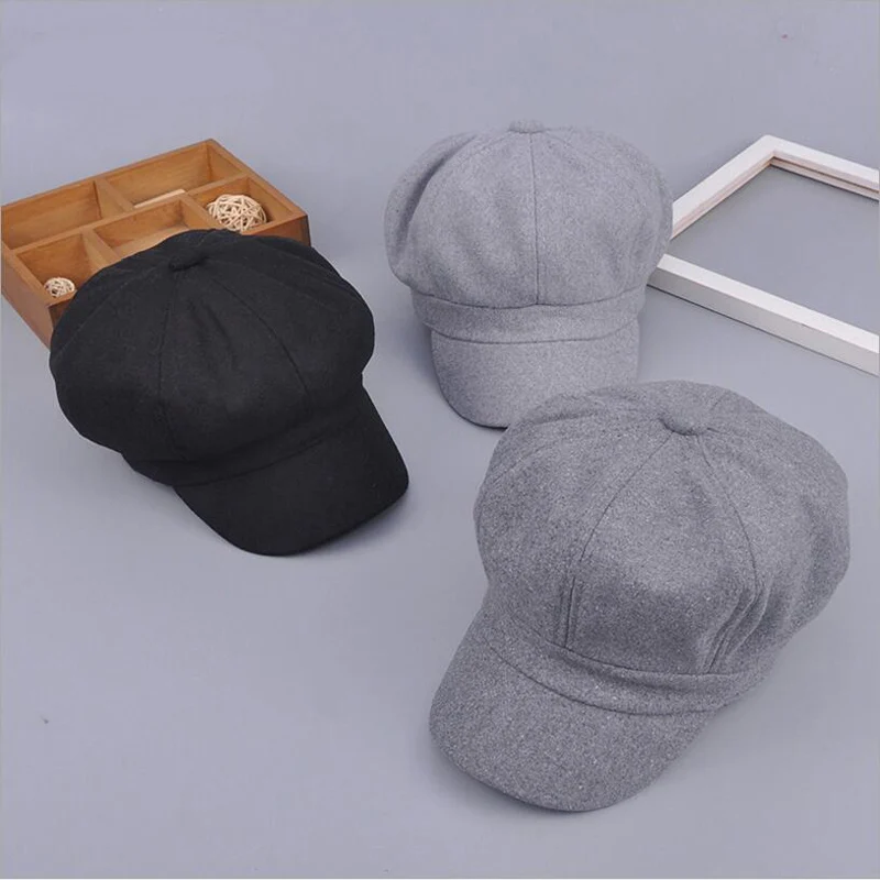 Берет женский осенне зимний однотонный 2017|flat cap|wool flat capberet hats men |