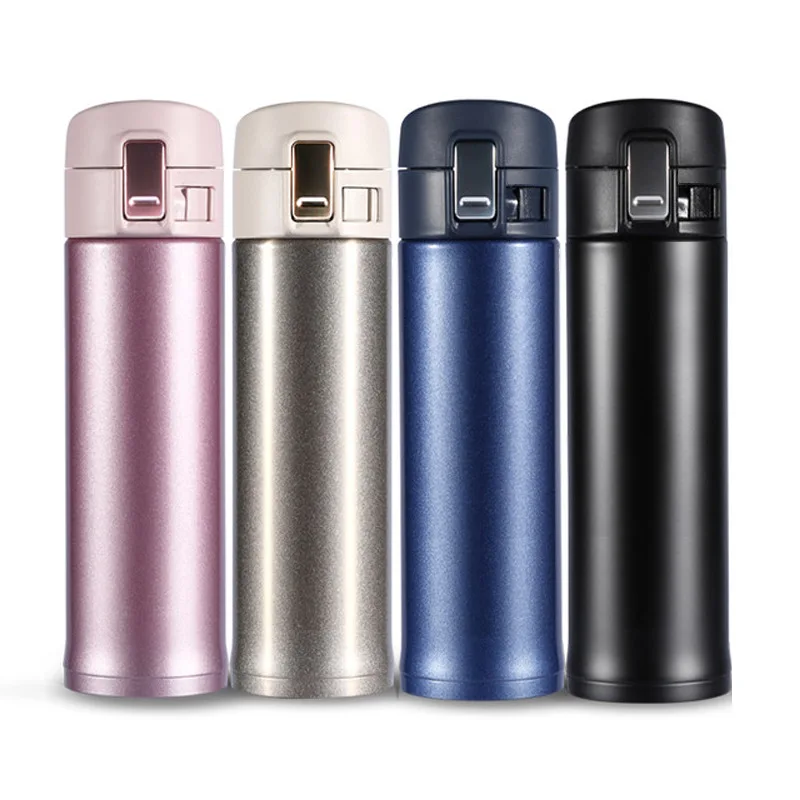 350ml 500ml Bounce Cover Stainless Steel Bottle Creative 4 Colors Water Bottle Sports Cycling Climbing Travel