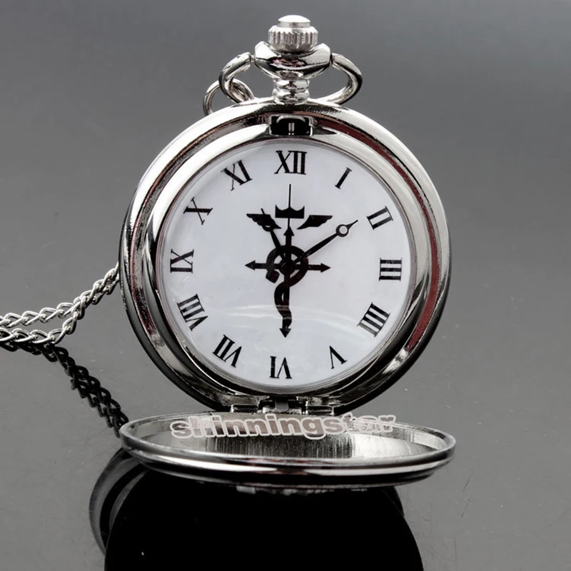 Винтажный аниме Fullmetal Alchemist косплей карманные кварцевые часы Edward Elric ожерелье