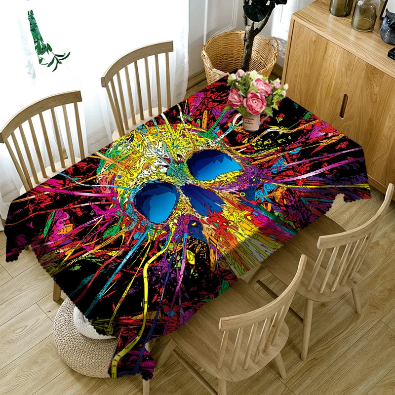 

3D Tablecloth Painted Pattern Polyester Cotton Material Dustproof Table Cloth Wedding Banquet Party Decoration Table Cloth