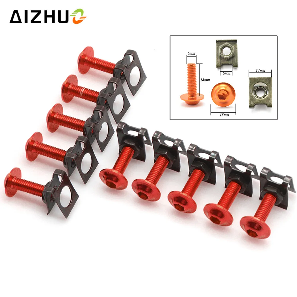 

6mm Motorcycle Fairing Bolts Spire Speed Fastener Clips Screw Spring for HONDA XADV 750 X ADV XRV VFR 800 CBR1100XX GROM/MSX125