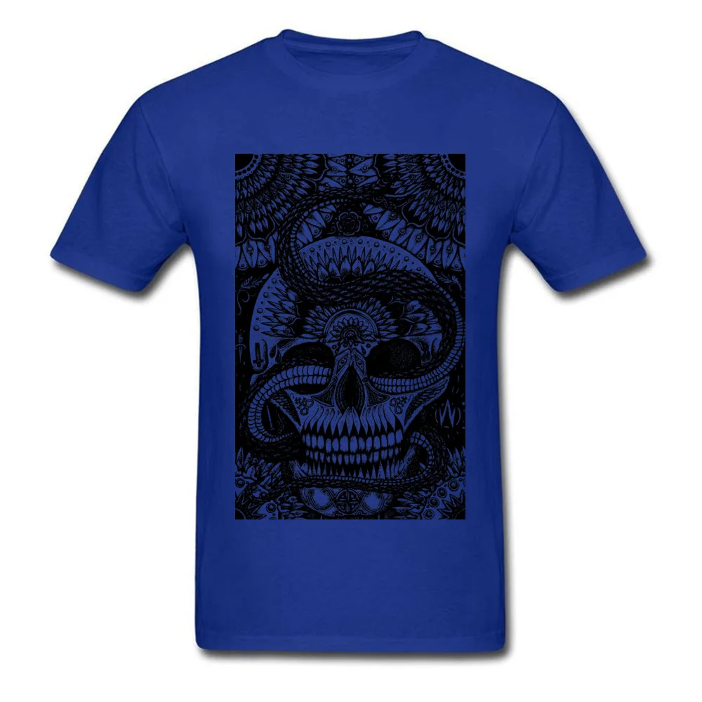  Men T Shirts Skull Snake Mandala Funny Tops & Tees Cotton Crewneck Short Sleeve Casual Tshirts April FOOL DAY Skull Snake Mandala blue