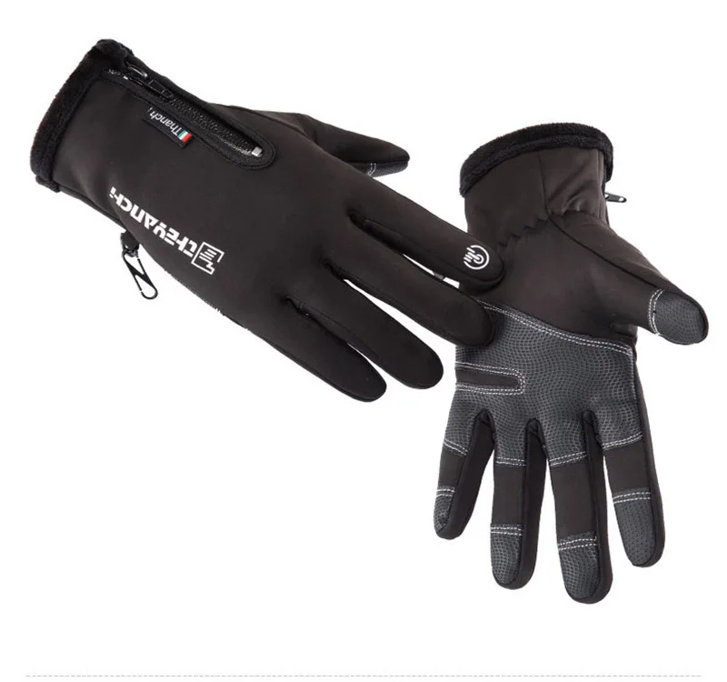 Men Women Sports Fitness Non-slip Cycling Gloves Winter Plus Plush Thick Warm Touch Screen Motorcycle Zipper Ski Glove C57