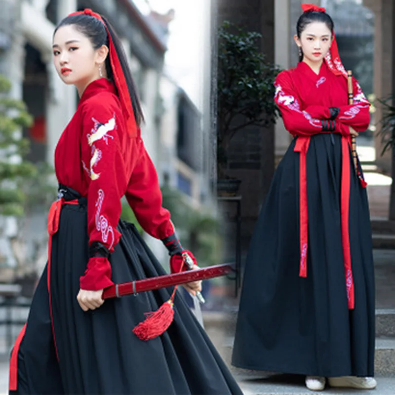 Китайский традиционный костюм древней династии Хань Hanfu бессмертный кран платье