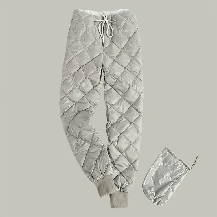 Зимние шикарные брюки размера плюс с 90% утиным пухом, женские повседневные утепленные брюки с высокой талией, женские брюки-фонарики