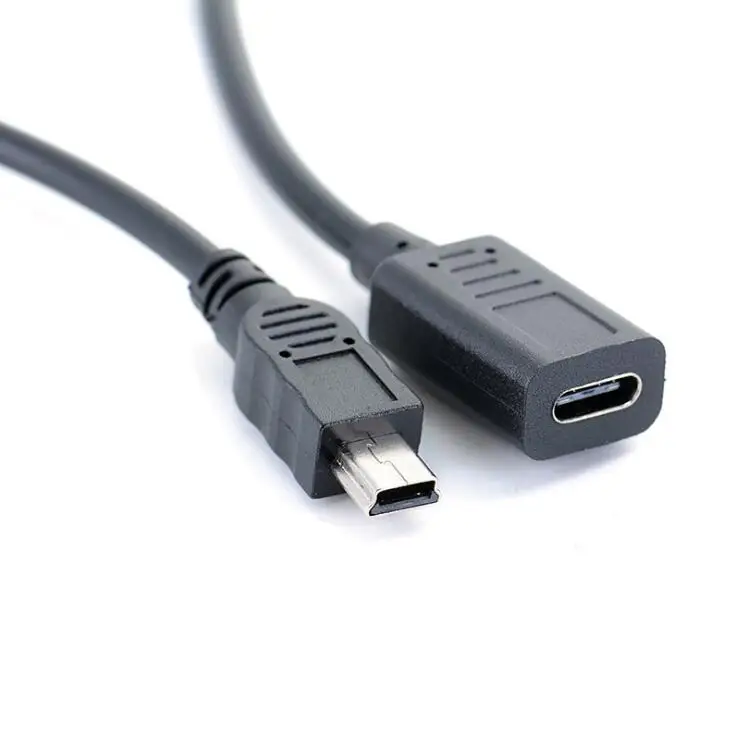 25 см usb type-c к мини-usb кабель 2,0 5pin мини-b штекер к USB 3,1 USB-C Женский конвертер адаптер данных зарядный кабель